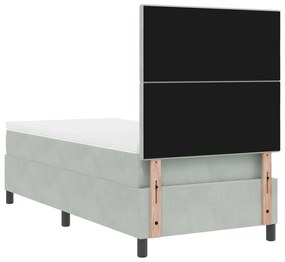 Cama Box Spring com Colchão vidaXL Cinza Claro 90x200 cm Veludo