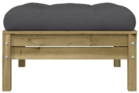 Apoios de pés p/ jardim c/ almofadões 2 pcs pinho impregnado