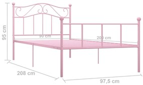 Estrutura de cama 90x200 cm metal rosa
