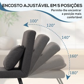 Poltrona Convertível em Cama Poltrona 3 em 1 Convertível em Cama com Encosto Ajustável em 5 Níveis 63x73x81 cm Cinza