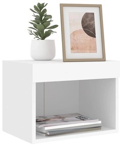 Mesas de cabeceira de parede com luzes LED 2 pcs branco