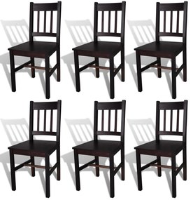 271499 vidaXL Cadeiras de jantar 6 pcs madeira de pinho castanho-escuro