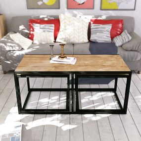 Mesa de Centro Gigante – Carvalho e Preto – 120x50x60 cm