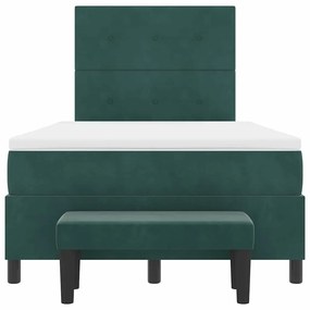 Cama Box Spring com Colchão &amp; Banco Verde Escuro 120x200 cm Veludo
