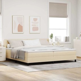 vidaXL Cama Box com colchão com cabeceira Creme 200 x 200 cm Poliéster
