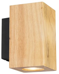 Candeeiro de parede rústico em madeira quadrado 2-luzes - Sandy