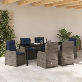 Conjunto de Jantar de Jardim de 7 Peças Cinza Polivime