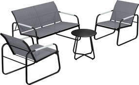 Outsunny Conjunto de Móveis de Jardim para 4 Pessoas Lounge Respirável com Sofá 2 Lugares 2 Poltronas Mesa Redonda | Aosom Portugal