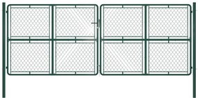vidaXL Portão de jardim 400x150 cm aço verde