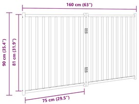 Portão p/ cães dobrável 2 painéis 160cm abeto carvalho castanho