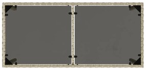 Mesa jardim c/ tampo de vidro 115x54x74 cm vime PE cinza-claro