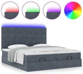 Estrutura cama otomana colchões 180x200 cm cinzento escuro