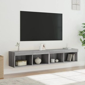 Móveis de TV com luzes LED 2 pcs 80x30x30 cm cinzento sonoma