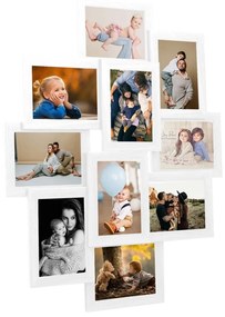 vidaXL Moldura para 10 (10x15 cm) fotografias MDF branco