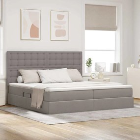 vidaXL Cama com arrumação e colchão Cinzento-acastanhado 200 x 200 cm