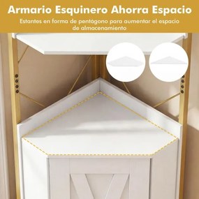 Estante de canto com 38 x 38 x 180 cm com grades de proteção Branco