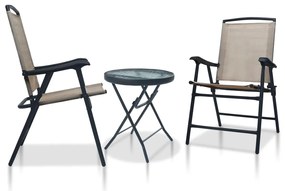 vidaXL 3 pcs conjunto de bistrô aço cinzento-acastanhado