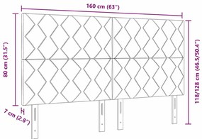 Cabeceira LED Design Blocos de Diamante Cinza Escuro 160 cm Veludo