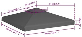 Cobertura gazebo c/ 2 camadas 310 g/m² 3x3 m cinza-acastanhado