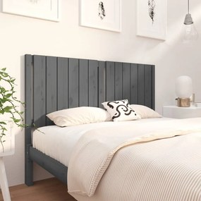 vidaXL Cabeceira de cama 145,5x4x100 cm pinho maciço cinzento