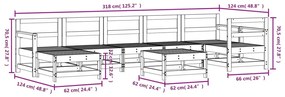 8 pcs conjunto lounge de jardim madeira de pinho impregnada