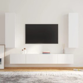 vidaXL Conjunto móveis de TV 4 pcs madeira processada branco