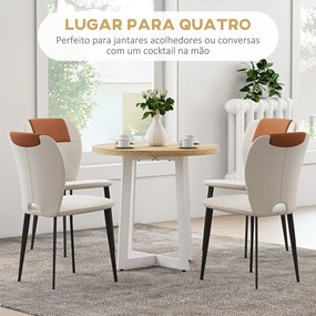 HOMCOM Mesa de Cozinha Redonda para 4 Pessoas Mesa de Cozinha Moderna