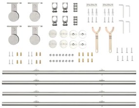 Kit ferragens p/ porta deslizante 200cm aço inoxidável prateado