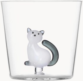 Copo em vidro borossilicato artesanal Tabby Cat
