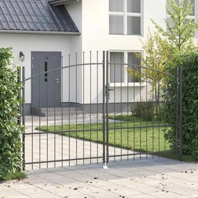 vidaXL Portão de Jardim com Topo de Lança Duplo Balanço Cinza 175x300 cm Aço
