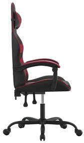 Cadeira gaming giratória couro artificial preto/vermelho tinto