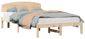 Estrado de Cama com Cabeceira 120x190 cm Madeira Sólida de Pinho