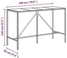 7 pcs conjunto de bar p/ jardim c/ almofadões vime PE castanho
