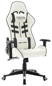 Cadeira de gaming couro artificial branco e preto