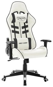 vidaXL Cadeira de gaming couro artificial branco e preto
