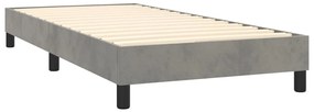 Cama com molas/colchão 90x190 cm veludo cinza-claro