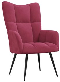 Cadeira de descanso com banco veludo vermelho tinto