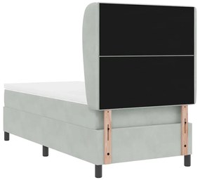 Cama Box com Colchão Cinza Claro 80x200 cm em Veludo