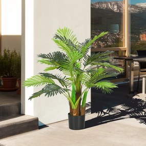 Palmeira artificial, 1 m de altura. Árvore artificial com tronco, ramos, líquen e folhas - Muito realista - Vaso incluído