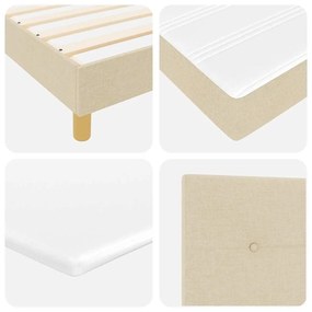 Cama Box Spring vidaXL com Colchão Creme 90x200 cm Tecido