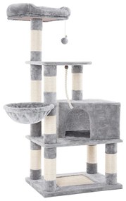 Árvore estável para gatos FEANDREA, torre de brincar 138 cm, cinza claro PCT60W