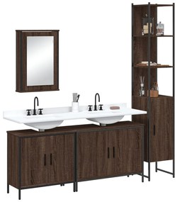 vidaXL 4 pcs conj. móveis WC derivados madeira cor carvalho castanho