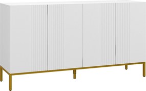 HOMCOM Aparador para Sala com 4 Portas, Prateleiras Ajustáveis e Pés Dourados 140x40x75 cm para Entrada ou Quarto, Branco | Aosom Portugal