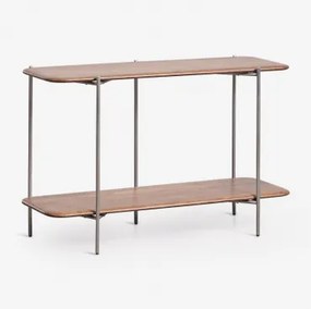 Consola De Entrada Retangular 120x40 Cm Em Madeira De Manga E Aço Inoxidável Vimara Madeira De Cabo Escuro - Sklum