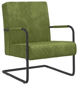 vidaXL Cadeira cantilever veludo verde-claro