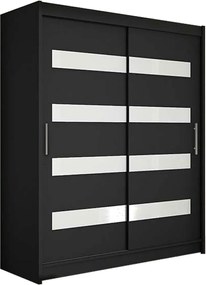 Roupeiro Closico 113, Preto, 200x150x58cm, 118 kg, Portas para roupeiro: Deslizante, Número de prateleiras: 5, Número de prateleiras: 5