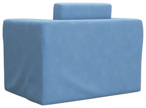 Sofá-cama infantil pelúcia macia azul