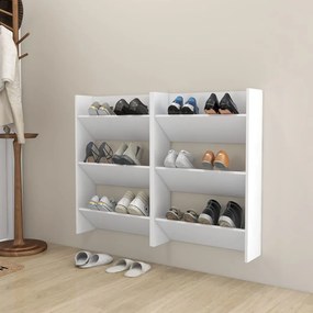 Sapateiras de parede 2 pcs 60x18x90 cm contraplacado branco