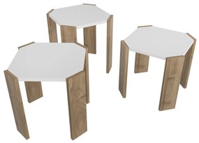 Mesa de Centro Lori – Branco/Nogueira – 44,5 x 41 x 44,5 cm
