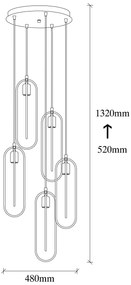 Candeeiro Suspenso Cerco – Preto e Dourado – 48 x 48 cm